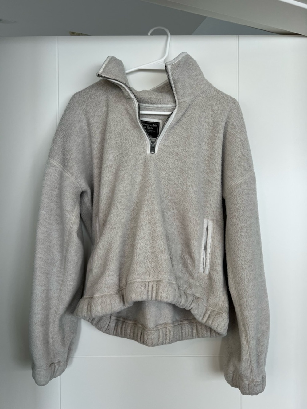 Abercrombie & Fitch Cream Sherpa Zip-Up Hoodie
